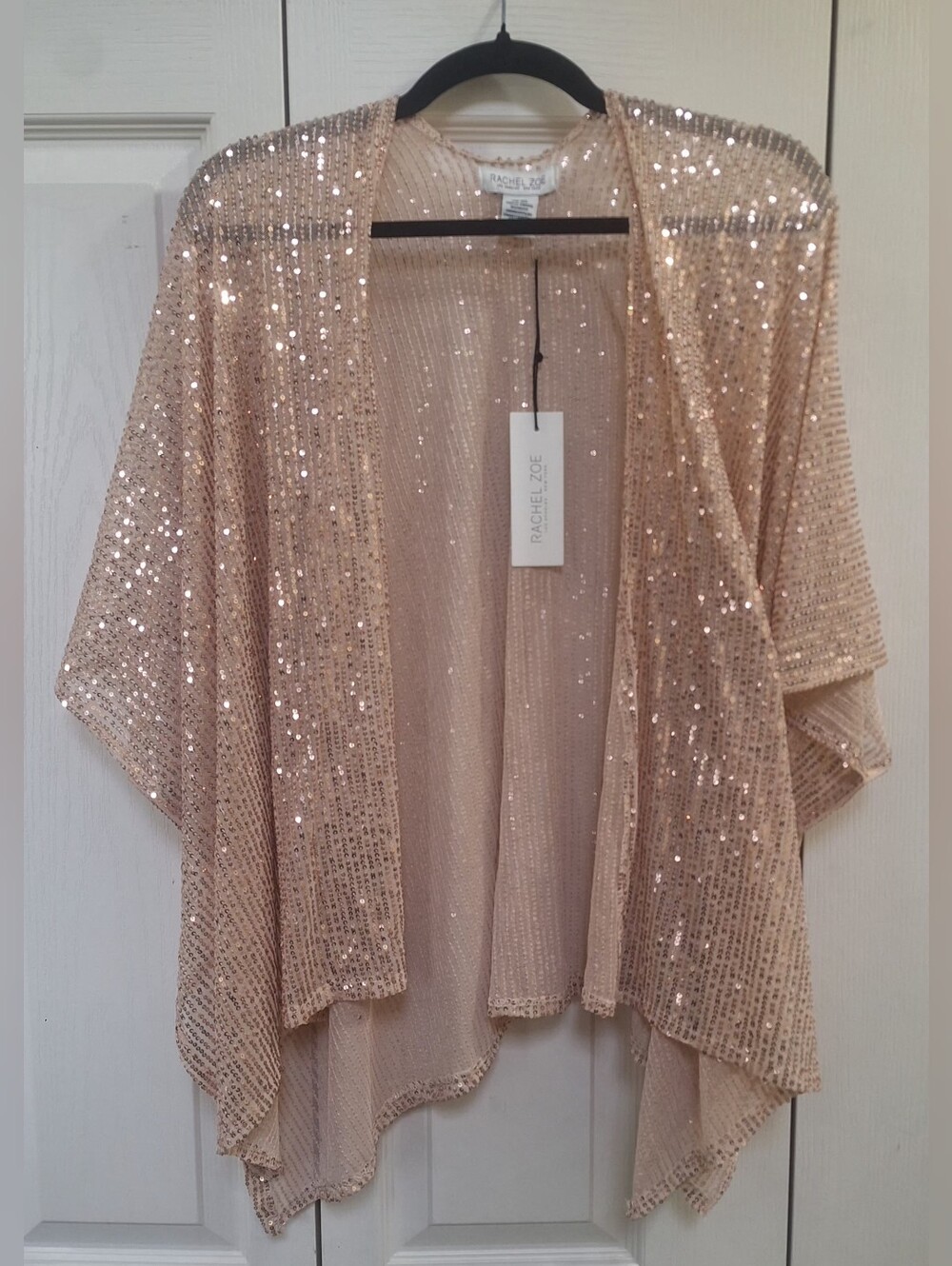 Rachel Zoe Sequin Open-Front Cape in Blush Pink